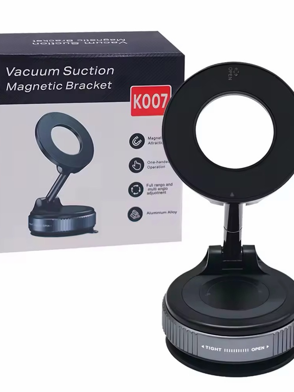 Vacuum Suction Magnetic Phone Bracket - Black